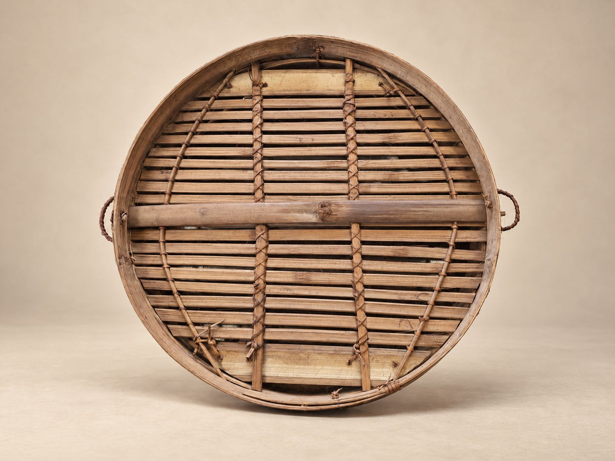 Vintage Handwoven Bamboo Winnowing Basket