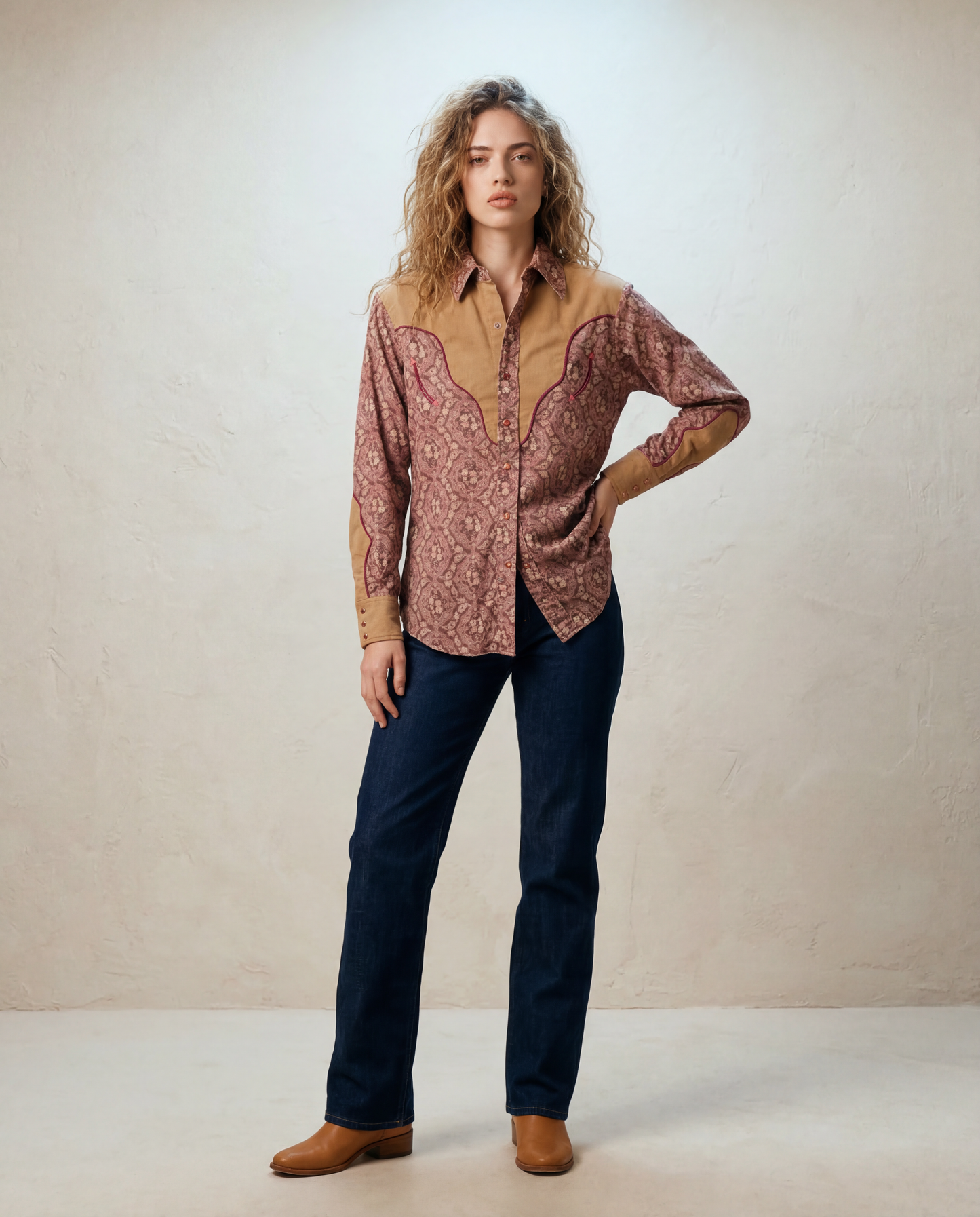 Vintage Paisley Western Button-Up Shirt - M