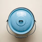 Vintage Light Blue Enamelware Lidded Pot with Bail Handle