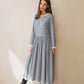 Vintage Blue Gingham Lace Trim Maxi Dress | Size L–XL