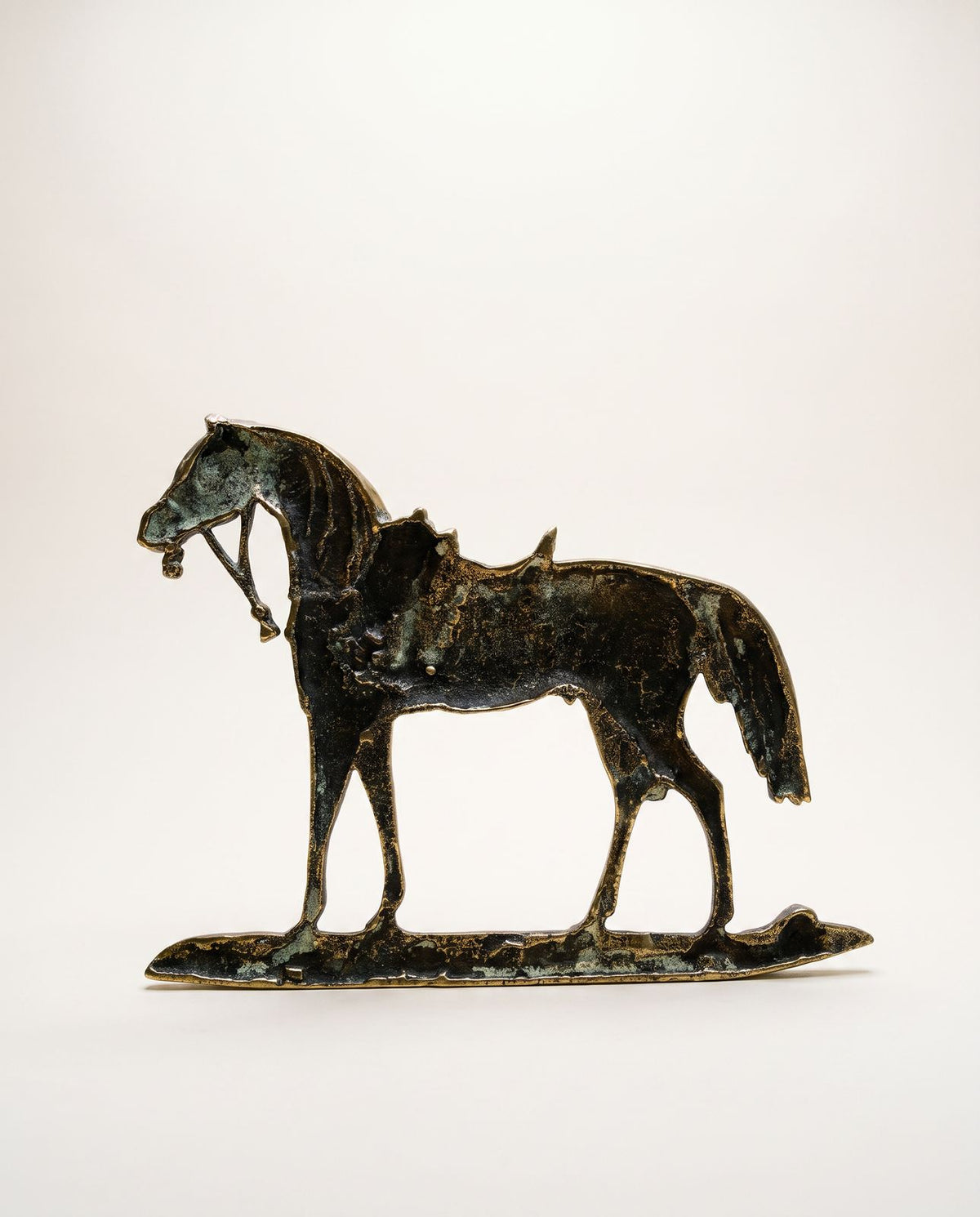 Vintage Brass Saddled Horse Figurine