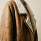 Vintage Brown Shearling Leather Jacket with Cream Wool Lining – Size M