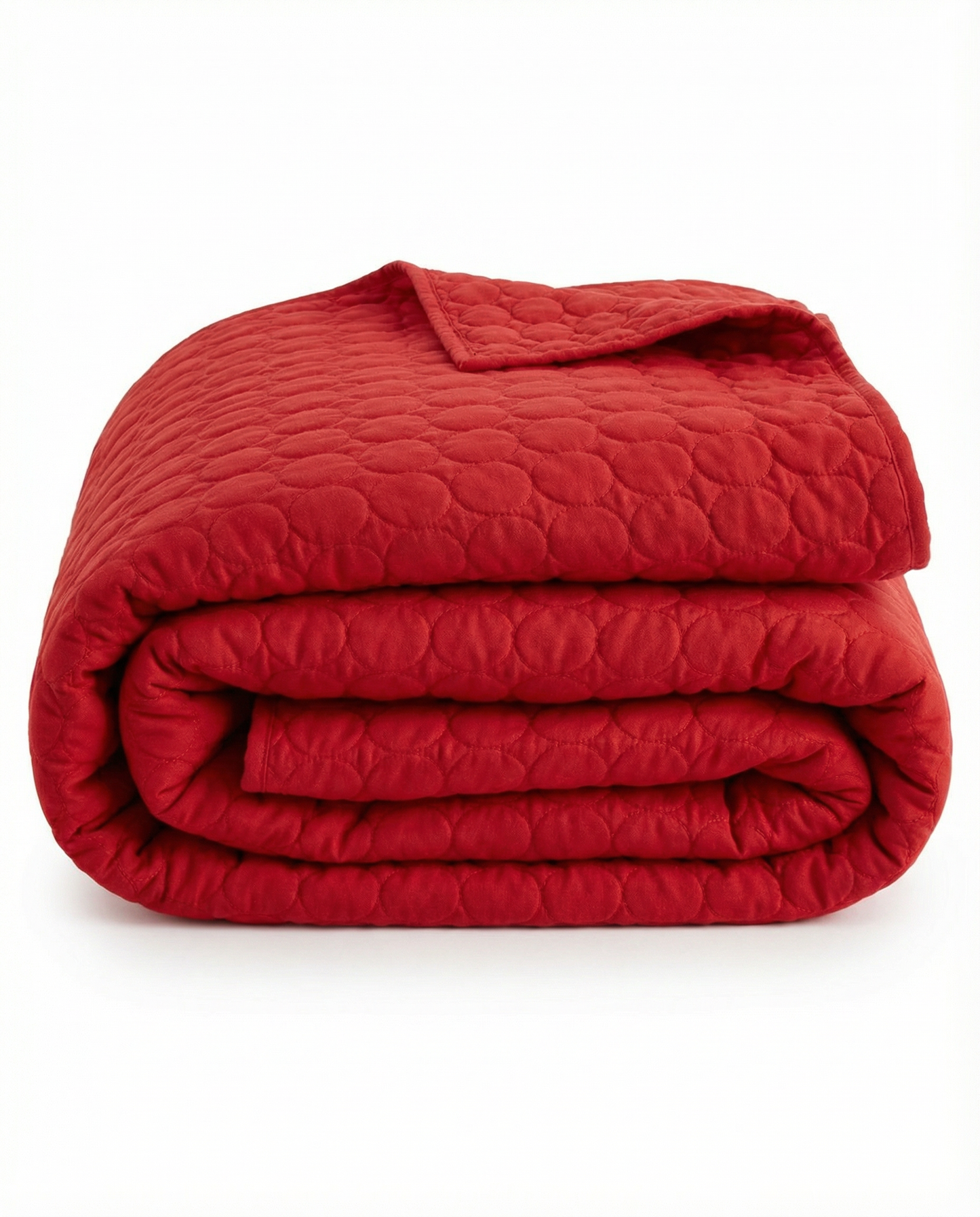 Vintage Red Quilted Coverlet 66" x 87"