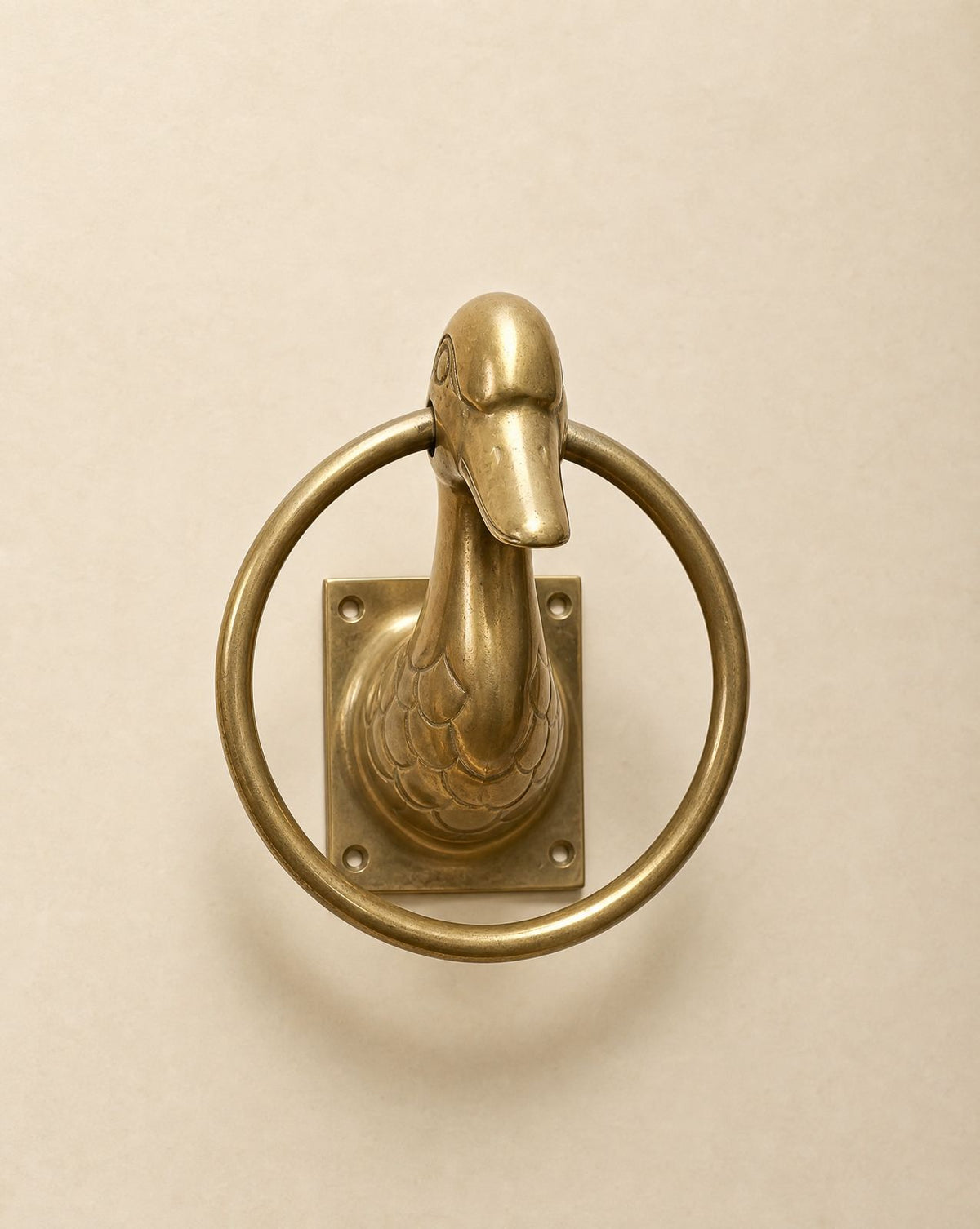 Vintage Brass Duck Towel Ring