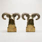 Pair of Vintage Solid Brass Ram Head Bookends
