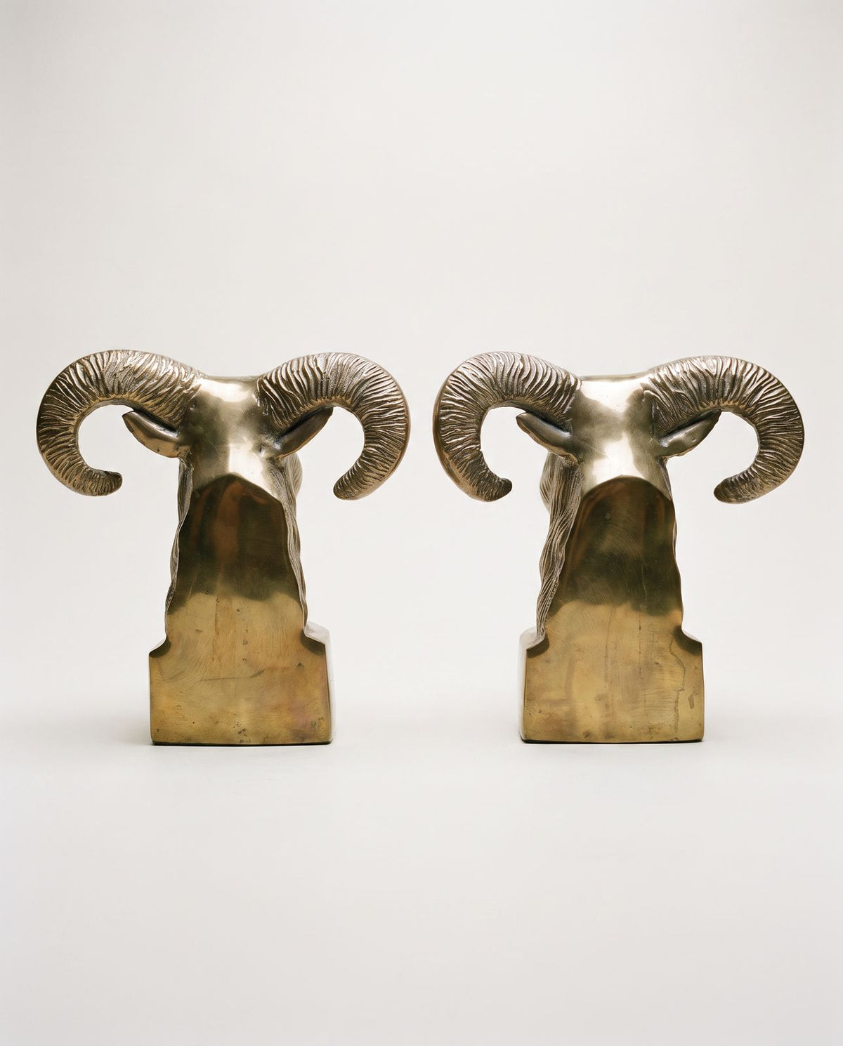 Pair of Vintage Brass Ram Head Bookends