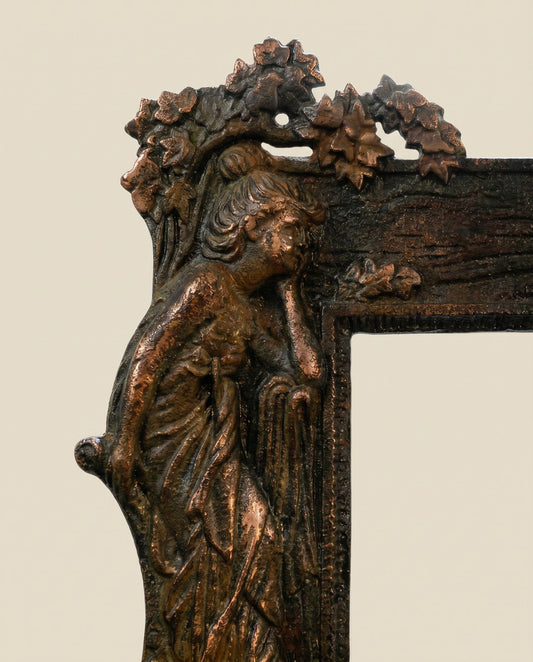 Antique Art Nouveau Figural Lady Picture Frame with Ivy Motif