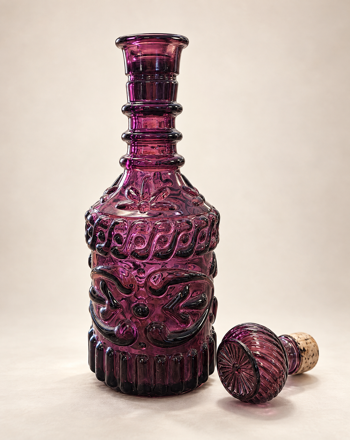 Vintage 1967 Jim Beam Amethyst Glass Decanter with Stopper