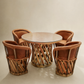 Vintage Genuine Leather Equipale 5-Piece Round Glass Dining Set with 4 Chairs