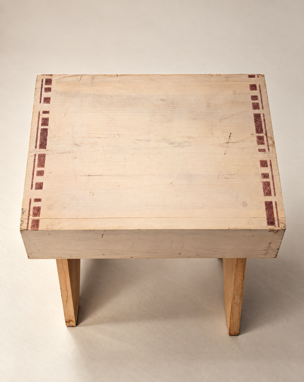 Vintage Hand-Painted Folk Art Wooden Stool