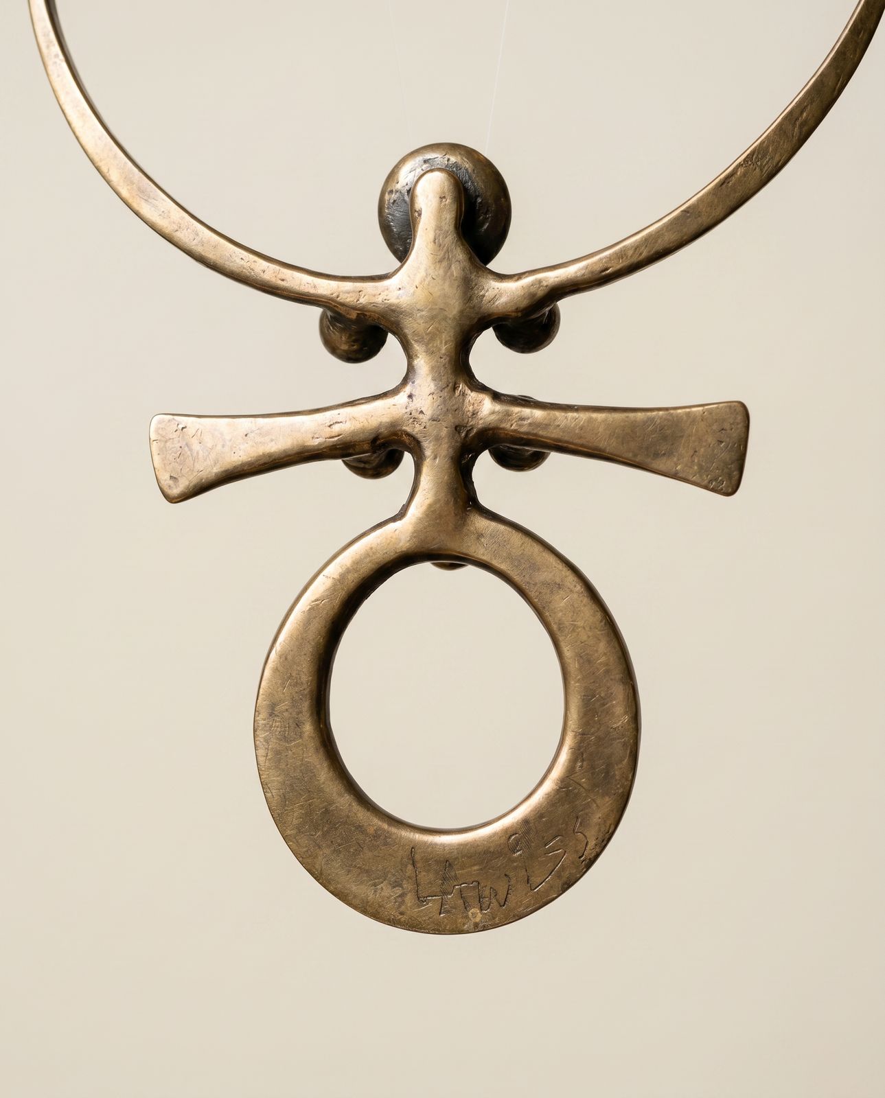 Richard Lawless Signed Bronze Modernist Torque Necklace