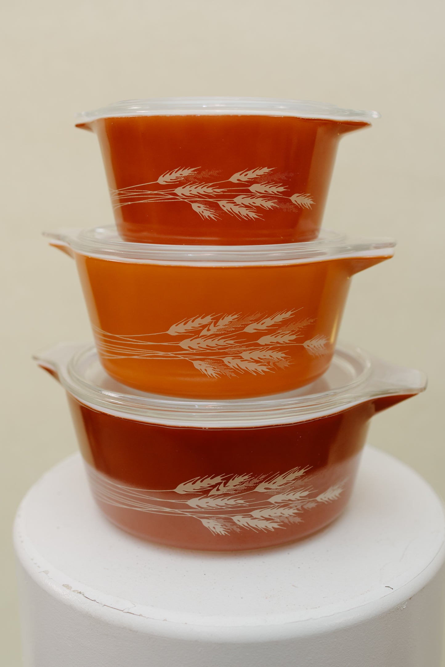 Vintage Pyrex “Autumn Harvest” 3-Piece Casserole Set with Lids