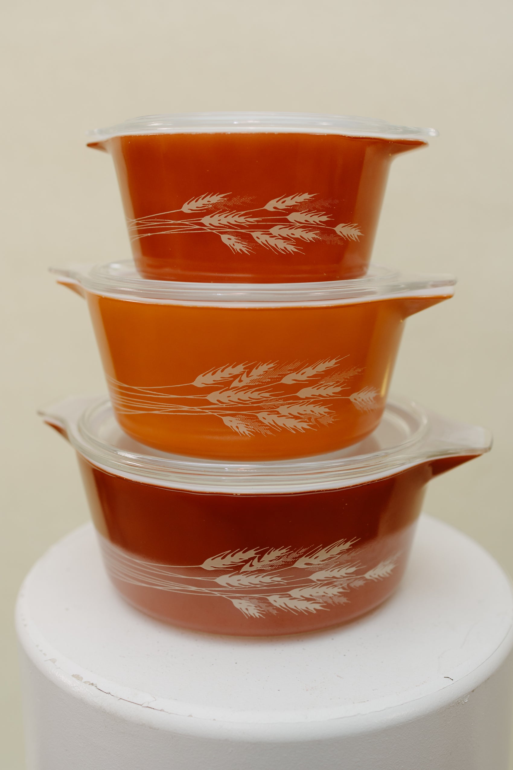 Vintage Pyrex “Autumn Harvest” 3-Piece Casserole Set with Lids