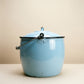 Vintage Light Blue Enamelware Lidded Pot with Bail Handle