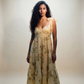 Yellow Floral Tiered Maxi Dress - L