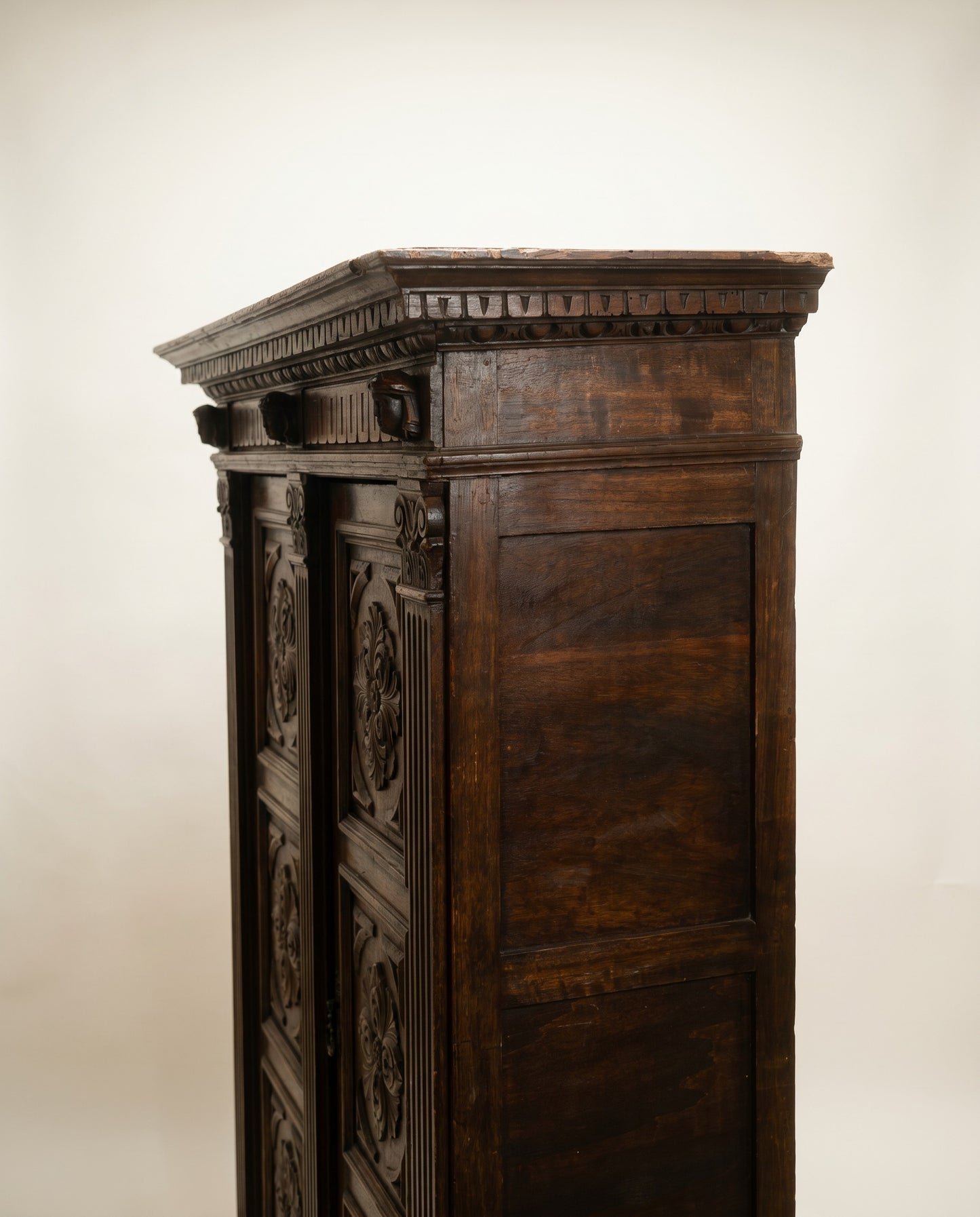 French Renaissance Revival Carved Walnut Armoire Cabinet