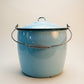 Vintage Light Blue Enamelware Lidded Pot with Bail Handle