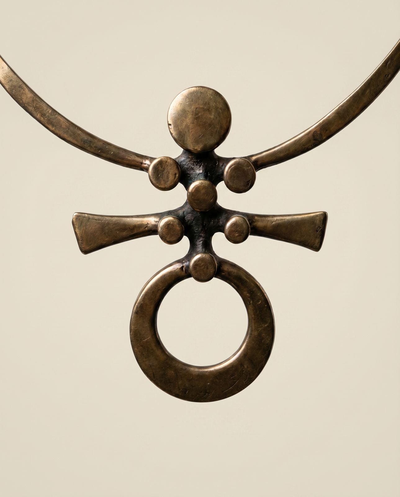 Richard Lawless Signed Bronze Modernist Torque Necklace