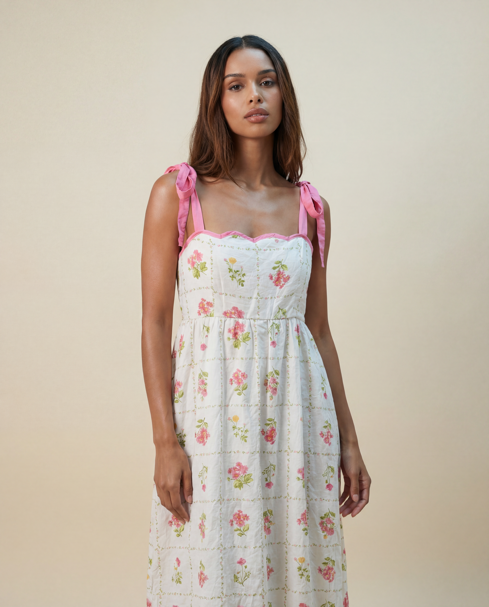 Floral Tie-Strap Maxi Dress - L