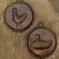 Set of Embossed Copper Wall Plaques — Rooster & Duck