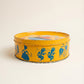 Vintage Folk Art Yellow Tin Container with Lid