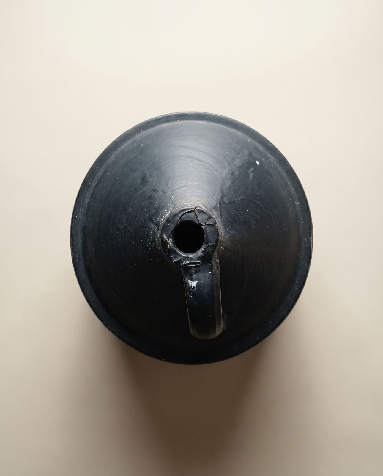 Antique Primitive Black Pottery Jug – Handled Stoneware Crock Vessel