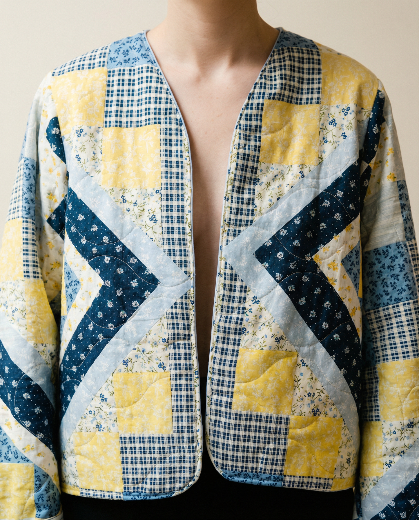Upcycled Patchwork Quilt Jacket – Size Large