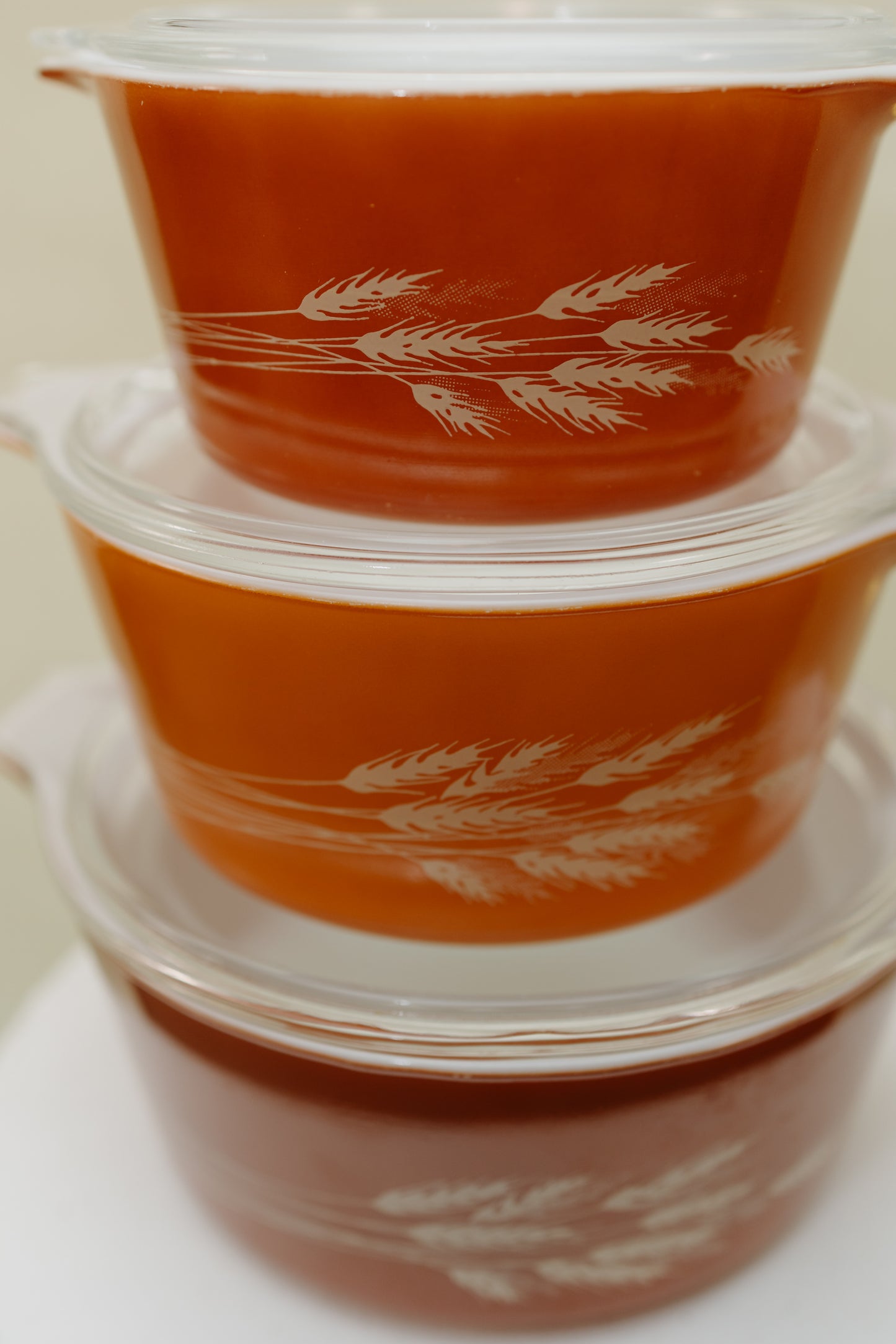 Vintage Pyrex “Autumn Harvest” 3-Piece Casserole Set with Lids