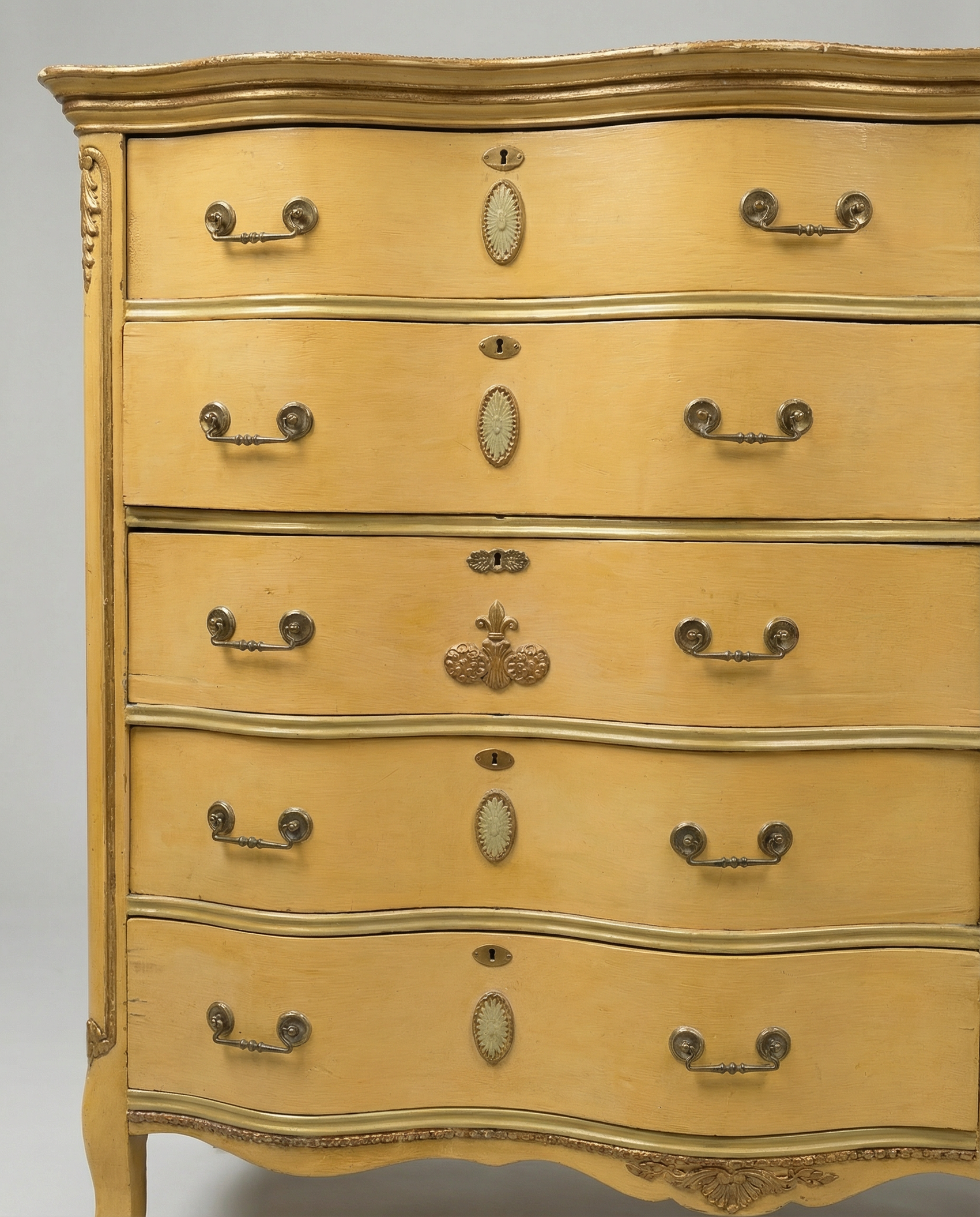 Vintage French Provincial Serpentine Chest of Drawers, c. 1940s–1950s
