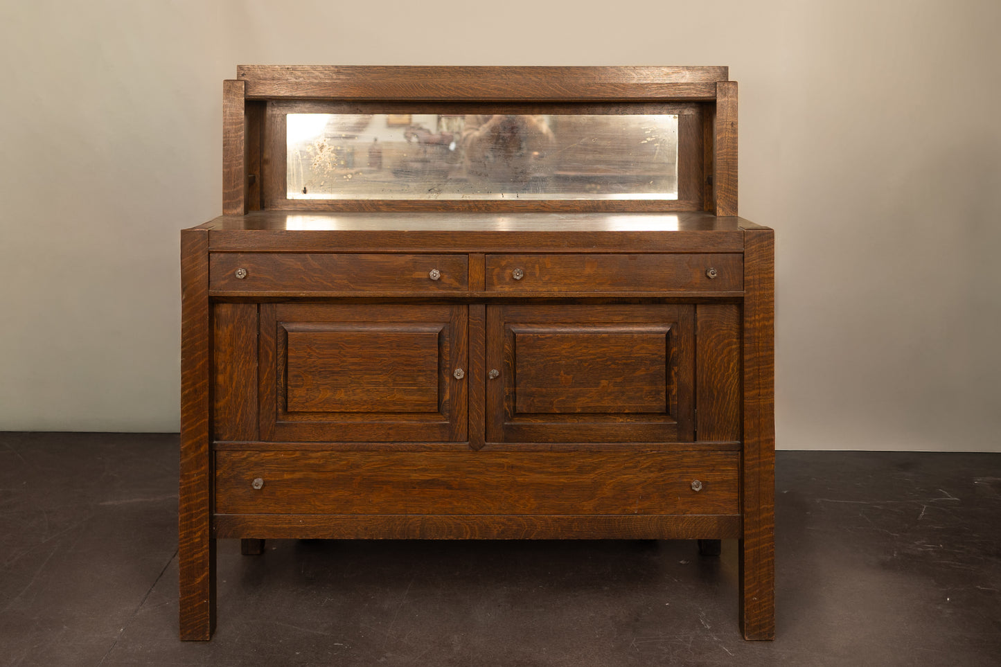 Antique Oak Sideboard with Mirror Back