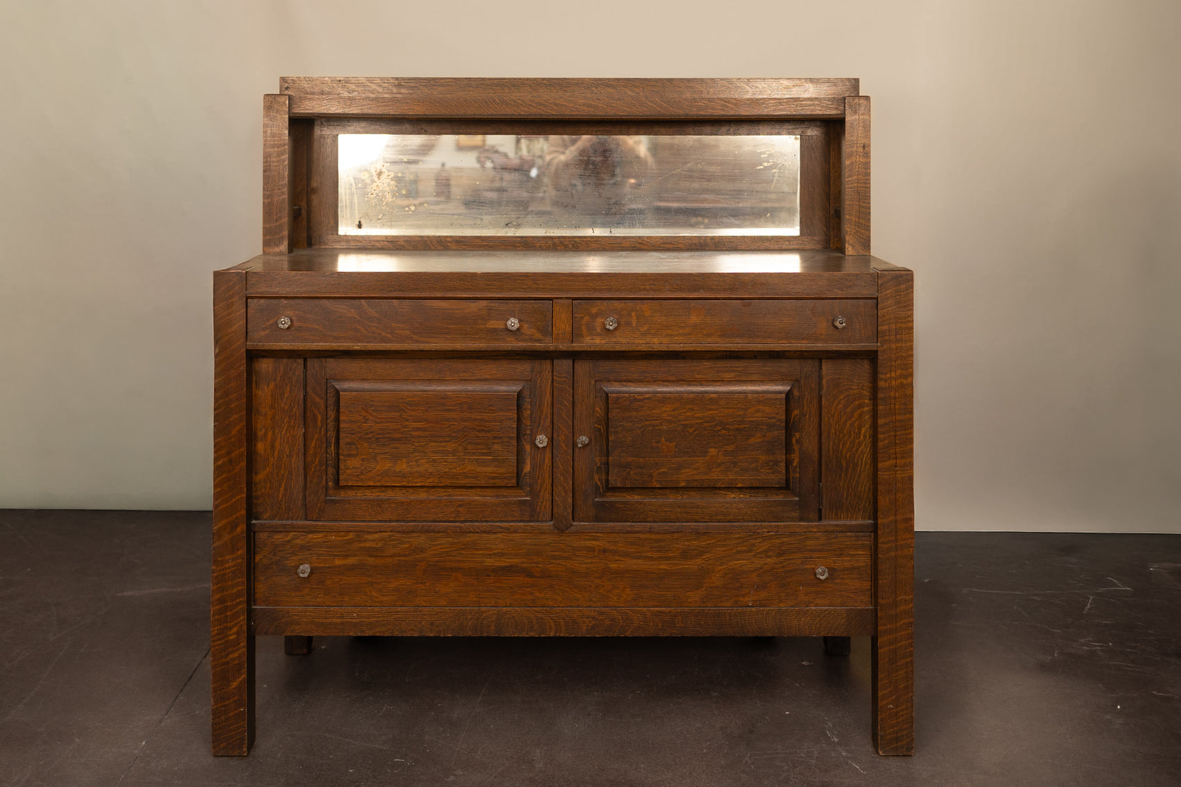 Antique Oak Sideboard with Mirror Back