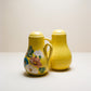 Vintage Hand-Painted Yellow Salt & Pepper Shakers (Floral Motif)