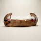 Vintage Handcrafted Birch Bark Canoe with Paddle & Fisherman Figure