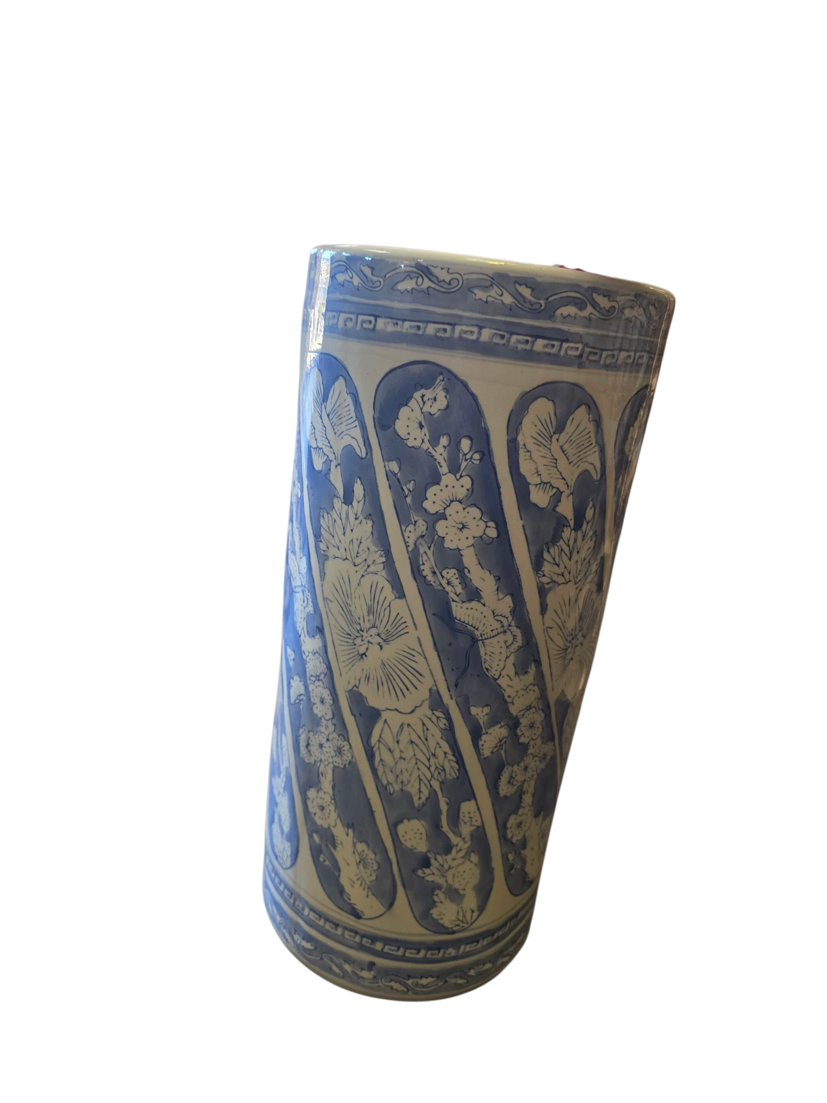 Blue and White Umbrella Stand