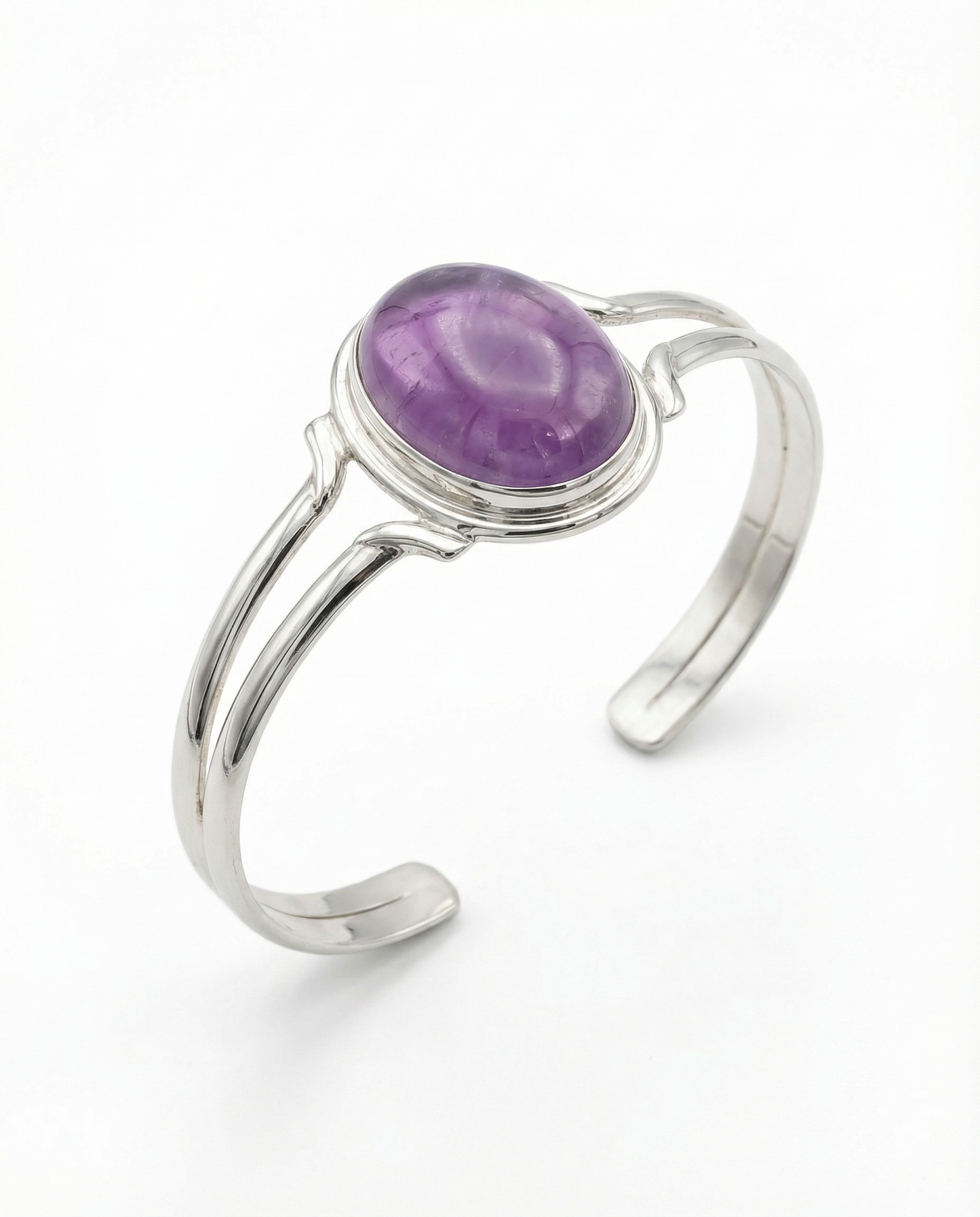 Purple Moonstone Sterling Silver Cuff Bracelet