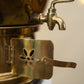 Vintage Brass Samovar-Style Lamp w/ Pleated Linen Shade