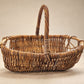 Large Vintage Willow Gathering Basket with Arched Handle