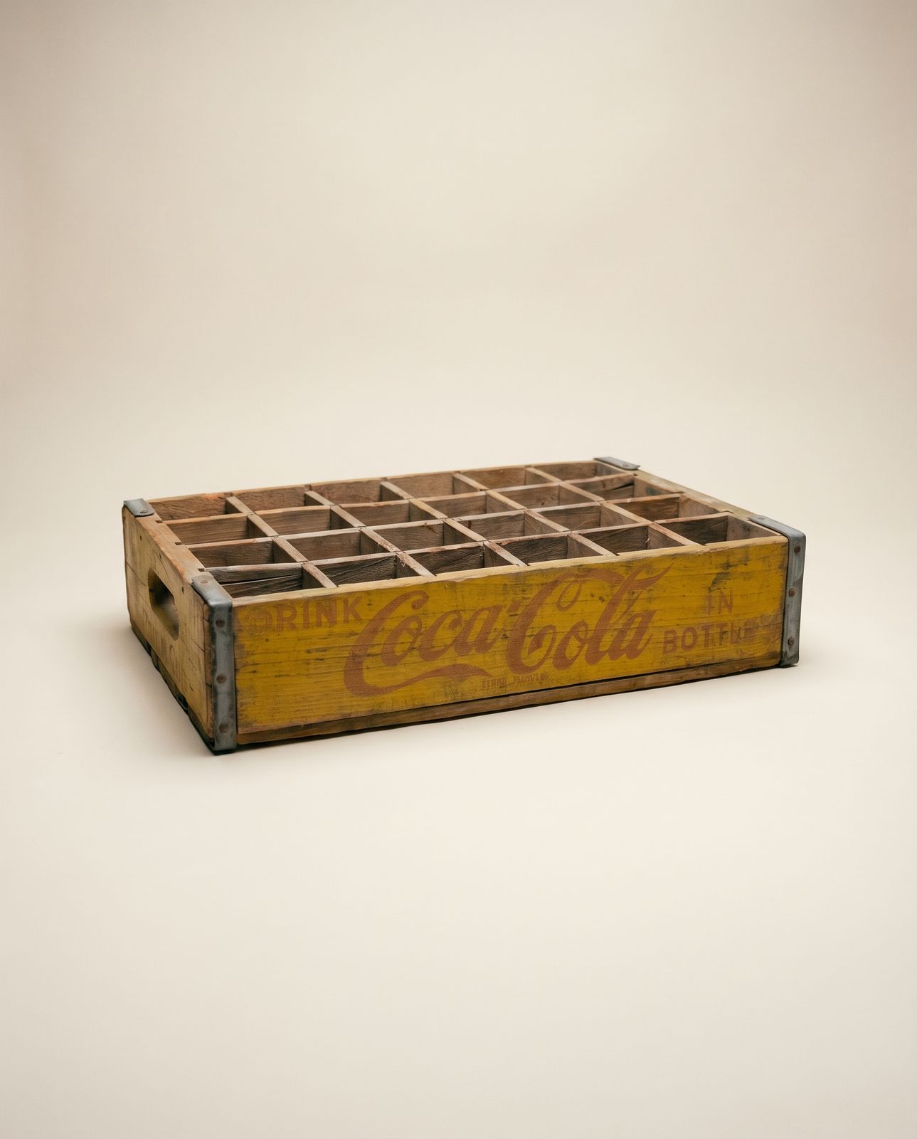 Vintage Coca-Cola Wooden Bottle Crate – Yellow Drink Coca-Cola Advertising Case
