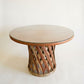 Vintage Genuine Leather Equipale 5-Piece Round Glass Dining Set with 4 Chairs