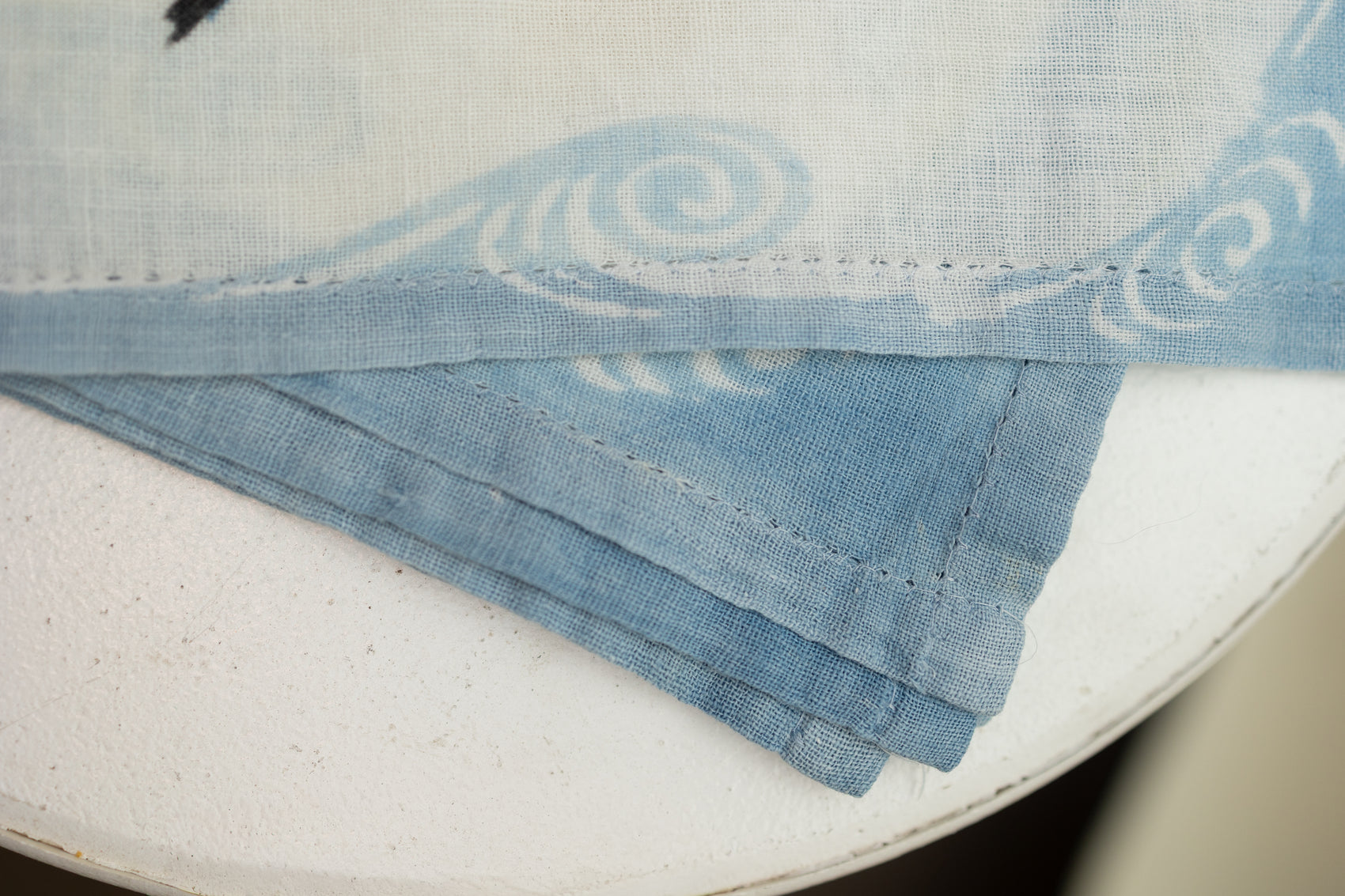 Vintage Blue & White Linen Napkins — Set of 6