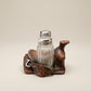 Vintage Western Saddle Salt & Pepper Shaker Set w/ Holder