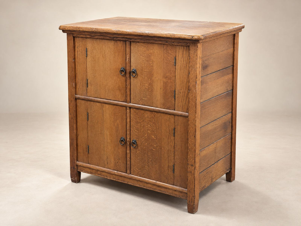 Antique Oak Four-Door Utility Cabinet