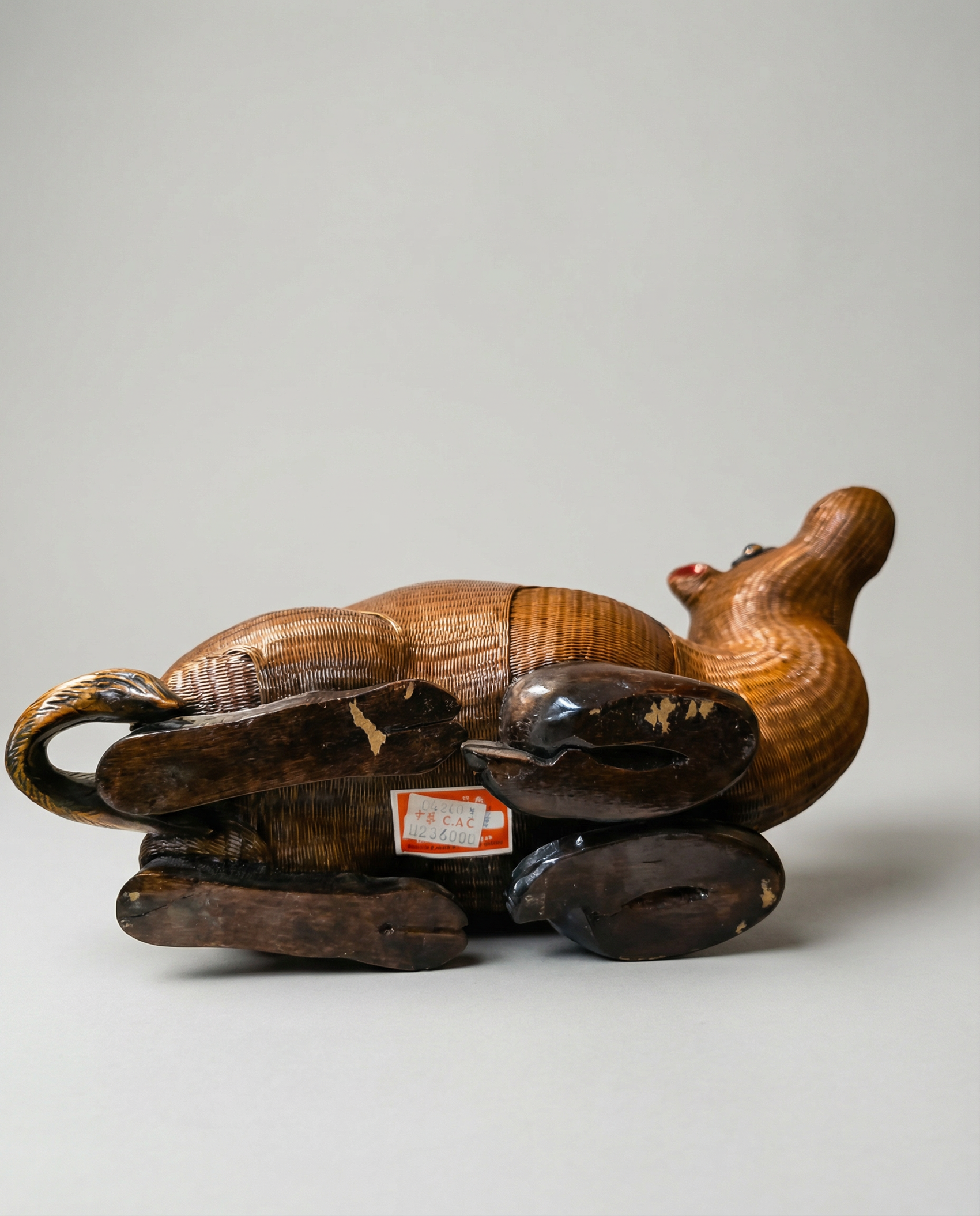 Vintage Woven Rattan Camel Storage Box