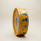 Vintage Folk Art Yellow Tin Container with Lid