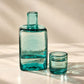 Hand-Blown Green Glass Bedside Carafe & Drinking Glass
