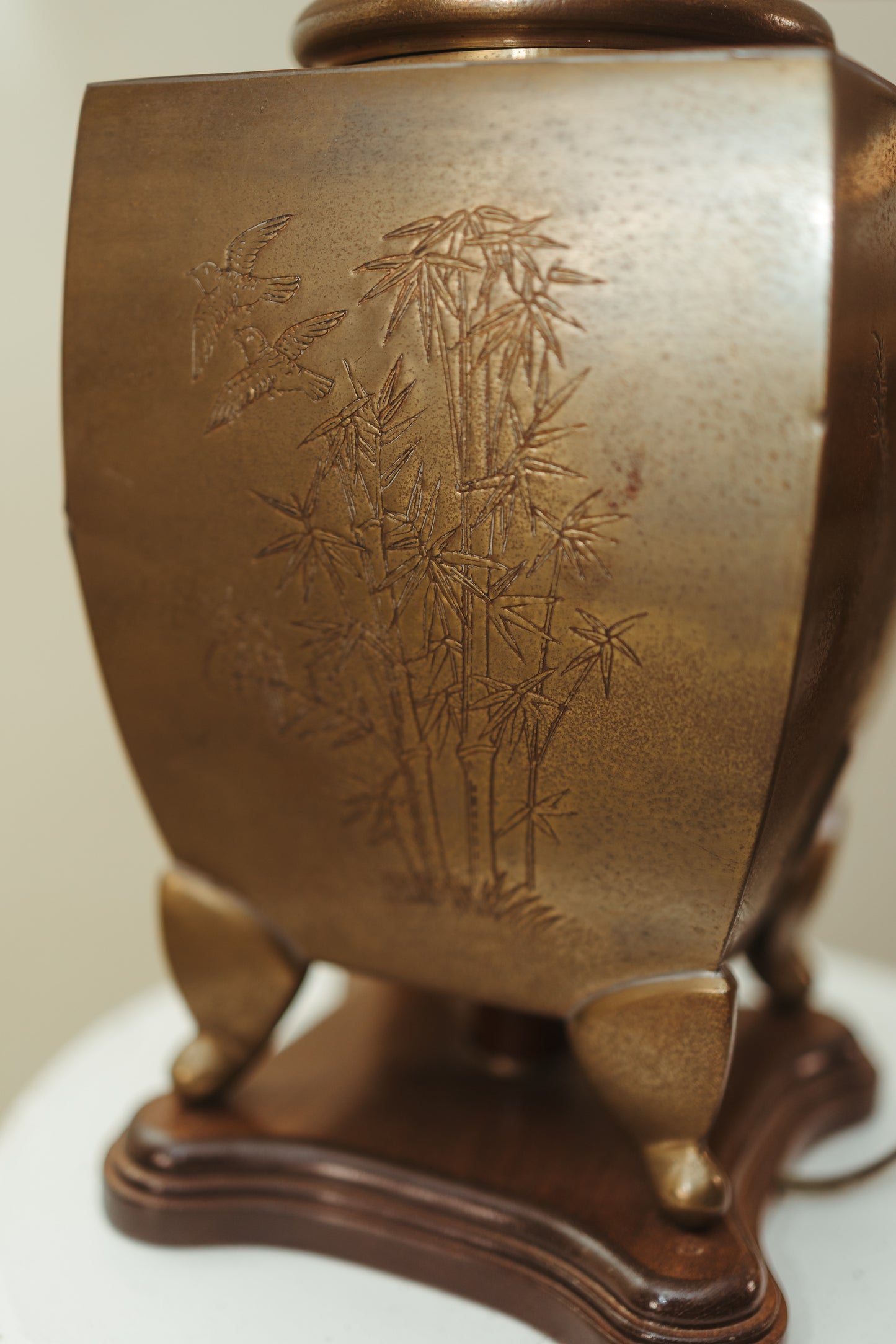 Vintage Asian-Inspired Brass Table Lamp