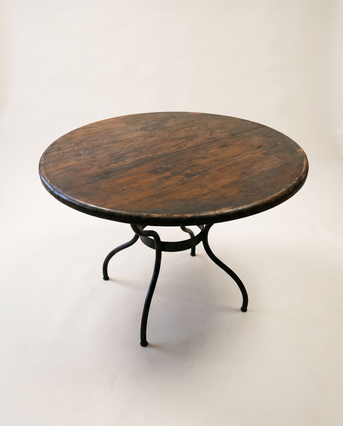 Round Wood & Wrought Iron Dining Table