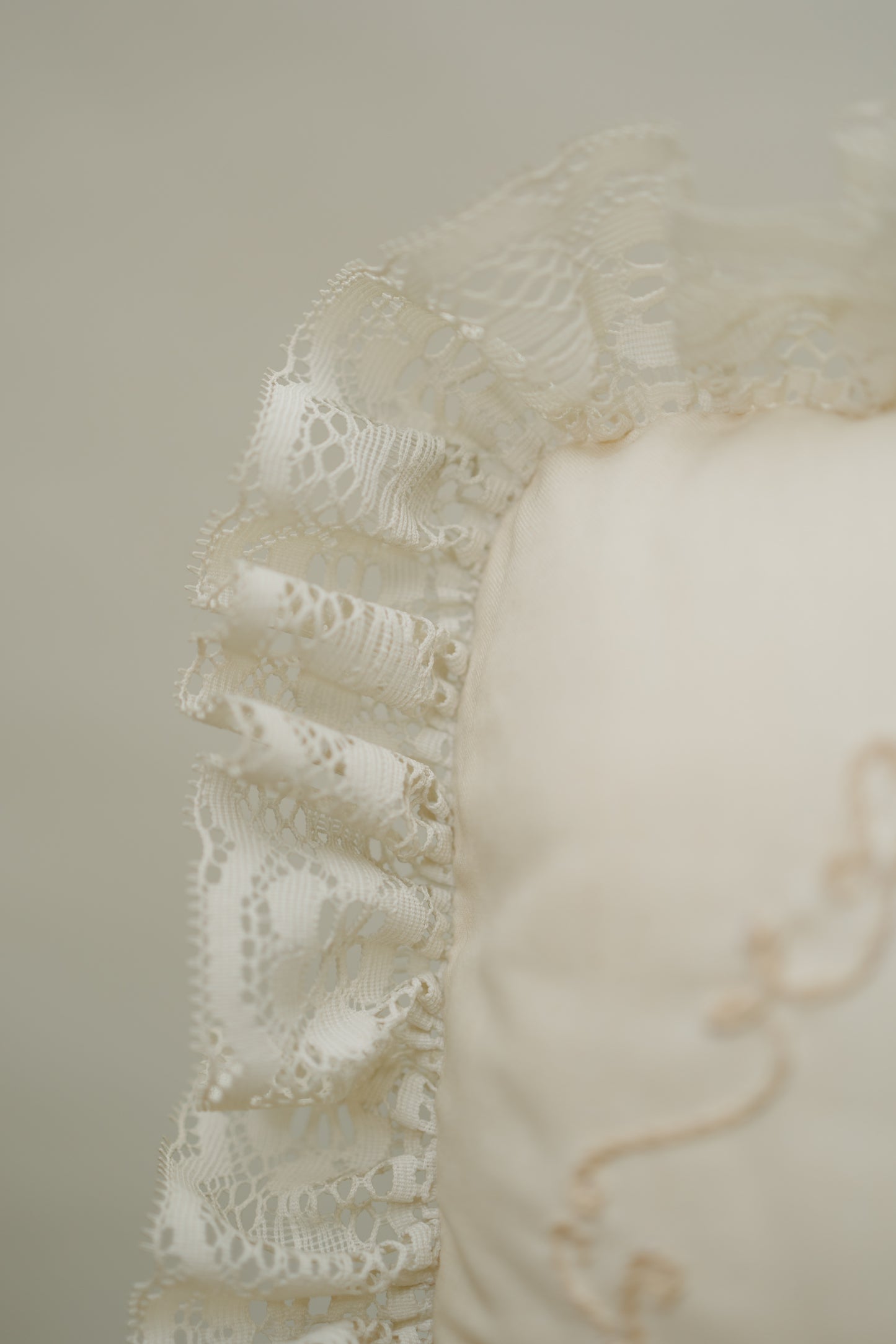 Vintage Ivory Lace & Embroidered Accent Pillow