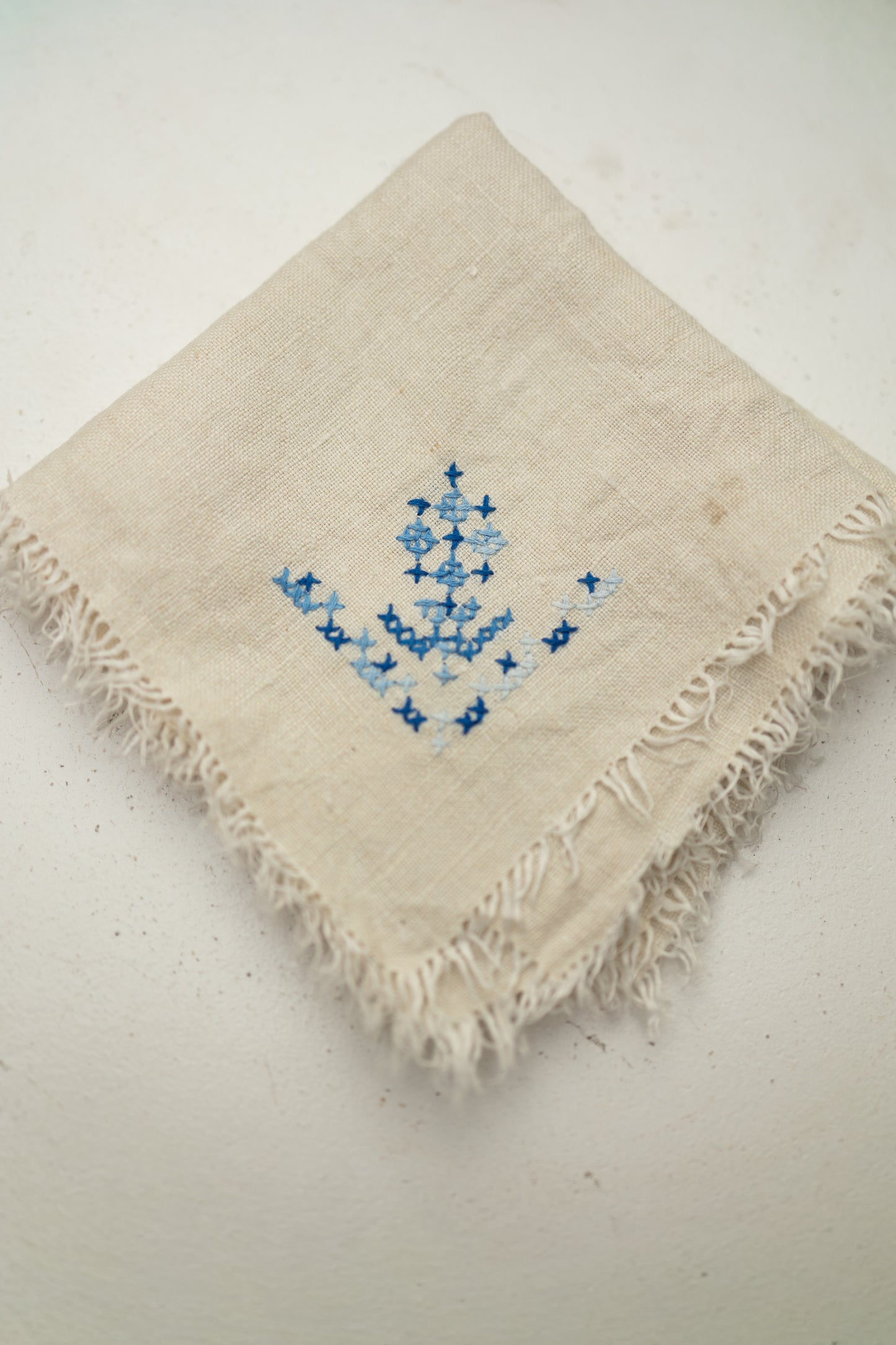 Vintage Hand-Embroidered Linen Napkin - Set of 2