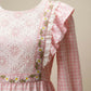 Vintage Pink Gingham Lace Trim Prairie Maxi Dress